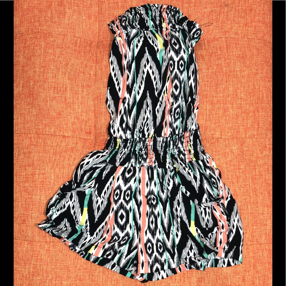 Abstract Strapless Romper